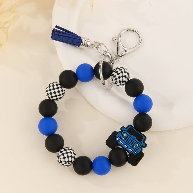 Cross-Border Creative Car Silicone Keychain J Tassel Wrist Pendant Christmas Apple Style Exquisite Accessory