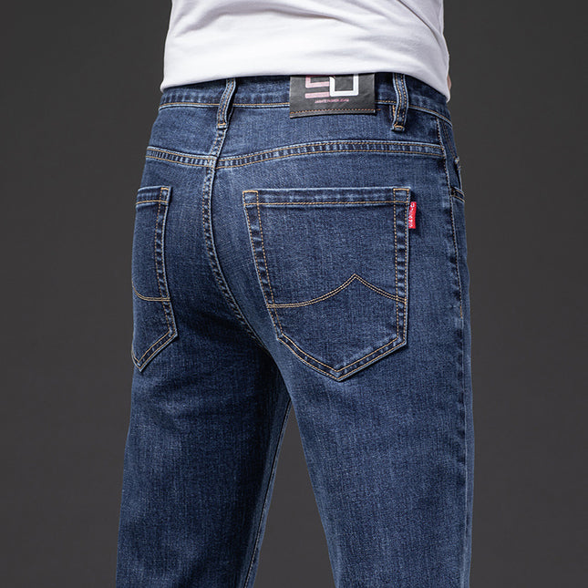 2024 spring new men's light business jeans men's fashion men's jeans small straight pants