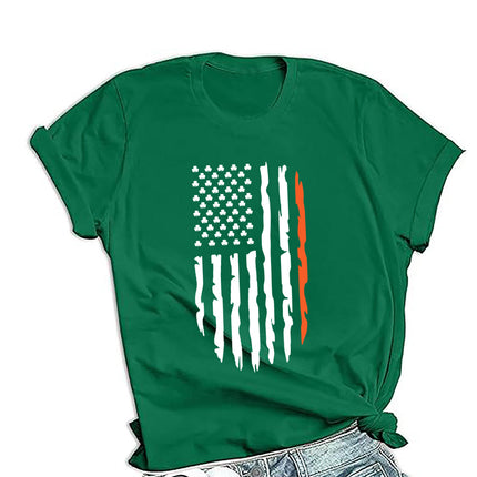 Cross-border PDD supply St. Patrick's Day men's and women's same loose round neck pullover short sleeve printed T-shirt