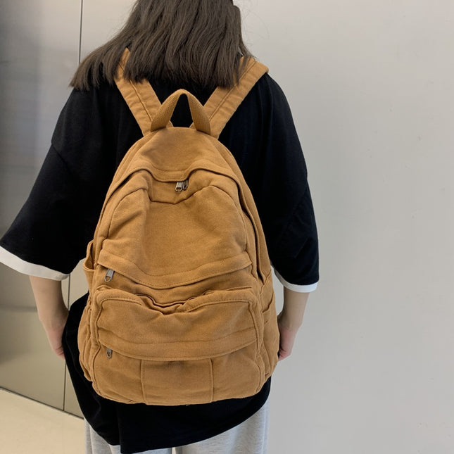 2022 American Senior high school Retro Backpack Antique Washed Canvas Men's and Women's Backpack Old School Student Bag