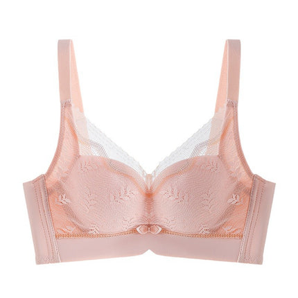 Small Chest Push-up Underwear Women's Thin Upper Collocable Parm Anti-sagging No Steel Ring Summer Hole Cup Lace Bra
