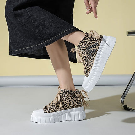 Cross-Border Spring and Autumn Large Size Women's Shoes, Thick-Soled Canvas Shoes, Women's Metal Zipper Love Decoration Casual Sports Shoes