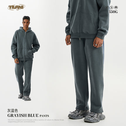 Tilani Men's Autumn and Winter Velvet Thickeneded Hooded Cardigan Sweatshirt Sweatpants American Fashion Brand Youth Hoodie Suit