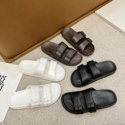Summer Slippers for Men and Women Wear Soft Bottom Non-slip One-word Trash Popular Fashion All-match Beach Men's Slippers