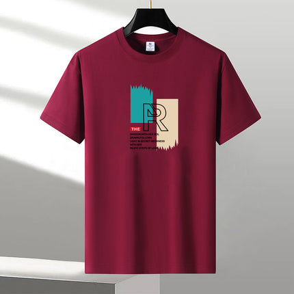 Heavy New Style Pure Short-sleeved T-shirt Men's Cotton Round Neck Cotton plus size Trendy Summer Youth Half-sleeved T-shirt Base Shirt