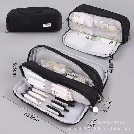 Korean Style Boat-Shaped Large-Capacity Multi-Layer Oxford Pencil Bag Multi-Functional Portable Stationery Box Simple Student Storage Pencil Bag