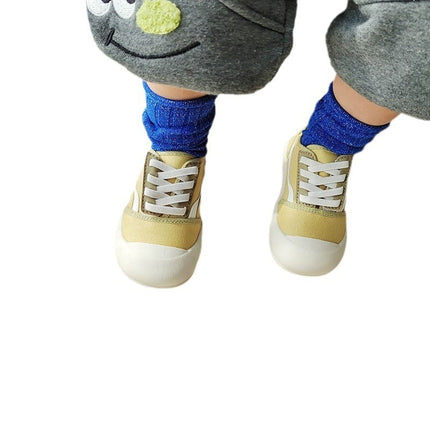 2025 Spring New Children's Color-matching Velcro Board Shoes Boys and Girls Casual Canvas Shoes Kindergarten Soft-soled Biscuit Shoes