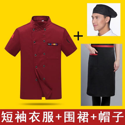 Chef Work Clothes Short-Sleeved Wholesale Men's Kitchen Hotel Catering Foreign Trade Restaurant Printable Embroidered Chef Uniform Long-Sleeved Suit
