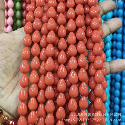Europe and the United States in stock wholesale 9x 13mm water drop glass beads paint beads do not peel loose beads DIY jewelry accessories