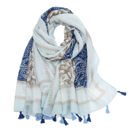 Fresh and Elegant Red Petal Mixed Printed Tassel Gauze Women's Cotton and Linen Scarf Travel Decorative Shawl