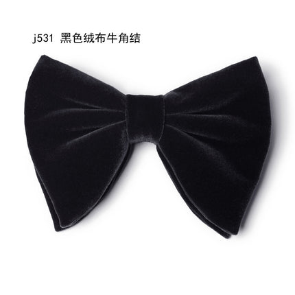 Imitation Horn Black Bow Tie Men's Formal Banquet Wedding Groom and Best Man High-End Velvet Pure Color Bow Tie for Women