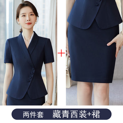Suit suit Women's Summer Short-sleeved Tooling Professional Temperament Hotel Front Desk Manager Jewelry Shop Beautician Work Clothes