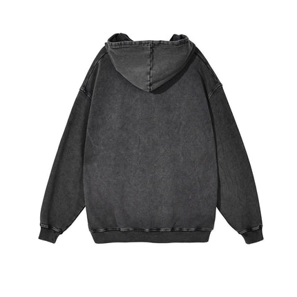 Washed Vintage Hoodie with Pockets, Retro Pure Cotton Composite Thin Fleece Thick Loose Drop Shoulder Top