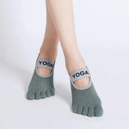 yoga five-finger solid color dark green / Free size