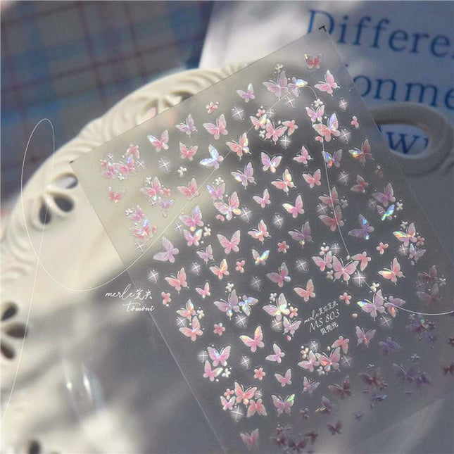 Shell Light Star Butterfly Nail Art Stickers Embossed 3D New 5D Stereo Popular Ins Japanese Style Fairy Nail Stickers