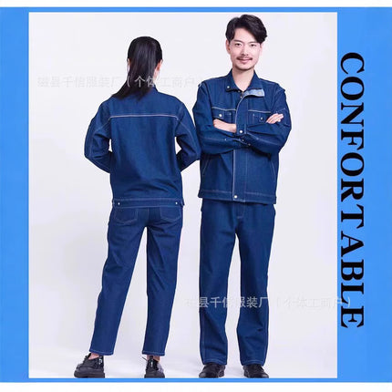Welding overalls men's suit welder anti-scalding fire-retardant micro-elastic Denim tooling labor protection overalls customization