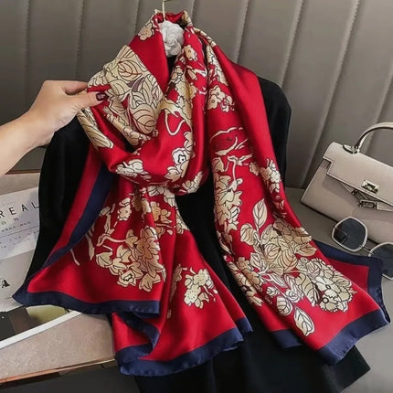 2024 New Arrival Li Brocade Satin Scarf Women's Elegant Printed Fashionable Scarf Spring Autumn Winter Scarf Scarf Shawl