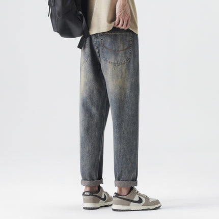 Danbaoni | New Product 2026 Spring and Summer Loose Tapered Harem High Street Retro Trendy Jeans for Men Retro Blue