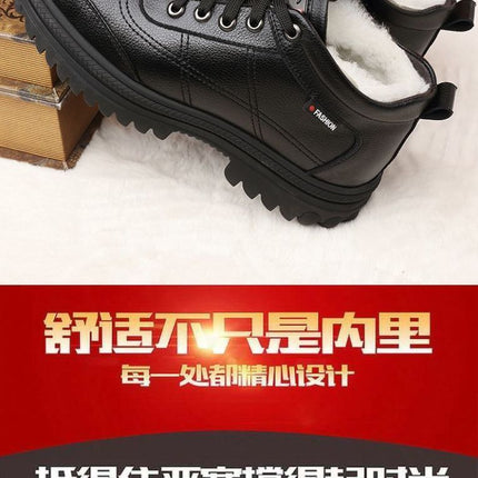 Genuine Leather leather broken size leak-picking men's cotton shoes dad shoes winter fleece-lined warm cotton leather shoes men's high-top cotton shoes