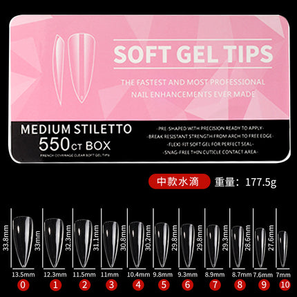 Cross-border nail transparent glossy nail patch fake finger ultra-thin seamless nail patch 550 pieces/boxed porcelain white box nail patch