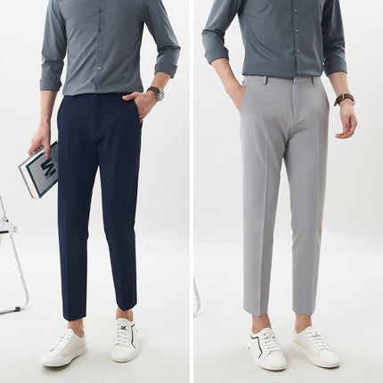 Pants men's cropped high-looking long legs men's casual suit pants black Gray small lower body small suit pants