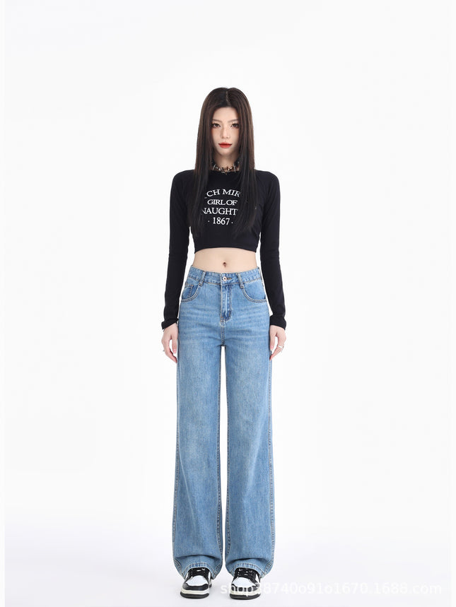 Straight Leg Cool Cover High Waist Loose Straight Spring 2025 New Style Small Narrow Wide Leg Slim Mop Pants