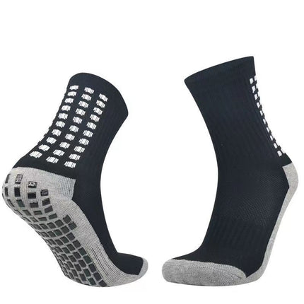 Gray Cotton-Soled Football Socks with Glue Dots, Non-Slip, Sweat-Absorbent and Breathable Mid-Tube Glue Socks, Towel-Soled Basketball Socks, Silicone Professional