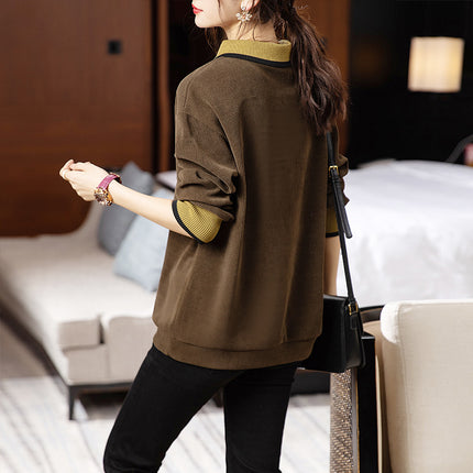 Fat Girl sweater women's clothing 2023 Spring New plus size fashion brushed embroidered lapel loose slimming top