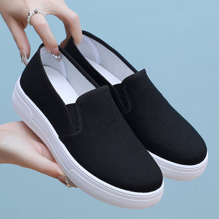 Wholesale and retail summer women's work shoes nurse small white shoes old Beijing cloth shoes non-slip flat sole pedal solid color