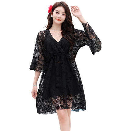 Swimwear Women's 2024 New High-end Sense Split Three-piece Set Slight Fat Girl's Meat Covering plus size Conservative Hot Spring Swimsuit