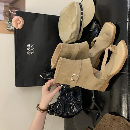 Korean Style Niche Retro Women's Boots Punk Street Color-Washed Trouser Boots 2024 Winter New Mid-Calf Fashion Boots for Women
