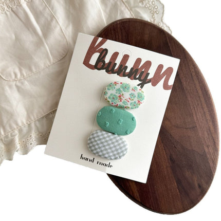 Korean-Style Fabric Children's Hair Accessory Small Oval Floral Bb Clip Fresh Versatile Baby Hairpin Hair Ornament Bangs Hair Clip