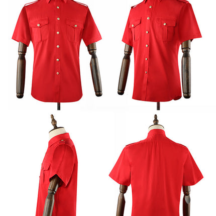 Red Uniform Shirt Security Property Guard Concierge Clothing Security Clothing Work Clothes Shirt Professional Drummer Performance Clothes