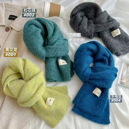 Contains Wool~ Soft and Cozy Egg Solid Color Scarf, Imitation Cashmere Neck Warmer, Winter Warmth, Korean Style, Knitted Wholesale, Soft