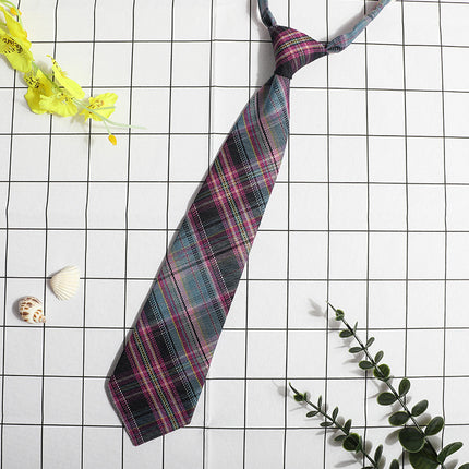 JK Small Tie Women's College Style Lazy Japanese Style Plaid Uniform Shirt Tie Student ins Men's and Women's Short Free Tie