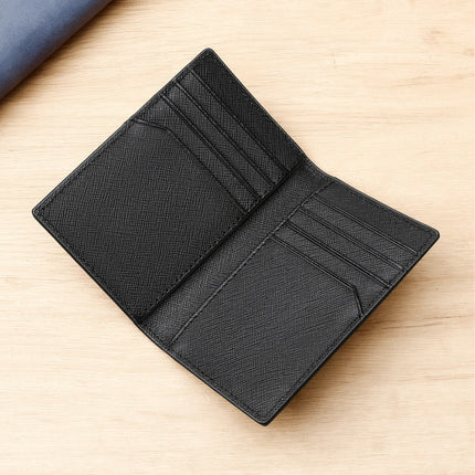 Customized Genuine Leather Card Holder for Men, Business Cowhide Cross-Grain Rfid Anti-Magnetic Card Holder, Ultra-Thin Bank Credit Card Holder Lo