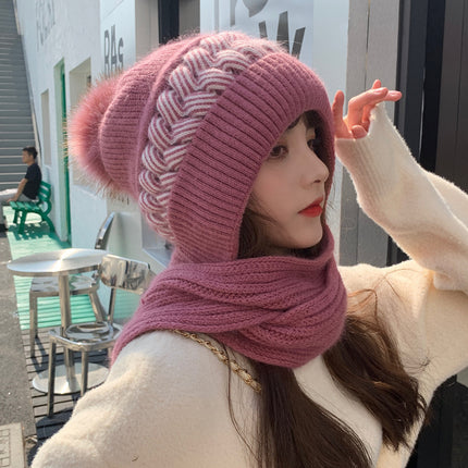 Wool Hat Children 2024 Fall/Winter New Fashion Joker fleece-lined Thickened Scarf Integrated Cold-proof Ear Protection Knitted Hat