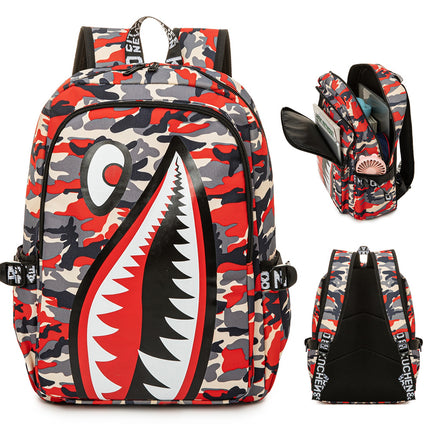 Cross-border Oxford Shark Schoolbag Primary School Grade 4, 5 and 6 Large Capacity Backpack Personalized Simple Backpack for Men