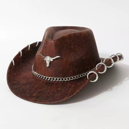 Solid Color Light Board Felt Western Cowboy Hat Outdoor Autum Hat Women's Simple French Hat Men's High-End