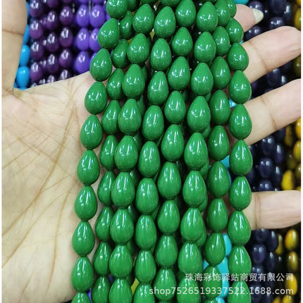 Europe and the United States in stock wholesale 9x 13mm water drop glass beads paint beads do not peel loose beads DIY jewelry accessories