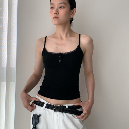 Dorothy Summer Korean Hot Girl Henry Collar Hot Girl Lace Suspender Pure Desire Slim Short Vest