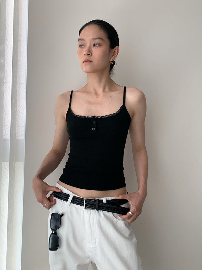 Dorothy Summer Korean Hot Girl Henry Collar Hot Girl Lace Suspender Pure Desire Slim Short Vest