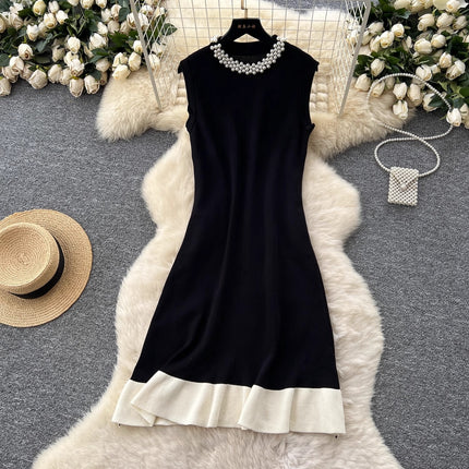 Summer French-Style Elegant Ladylike Goddess Style Light Luxury High-End Sophisticated and Elegant Little Black Sleeveless Dress
