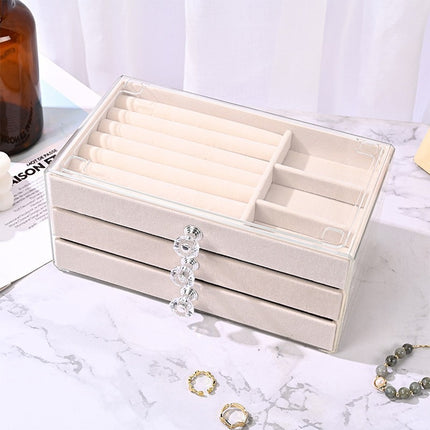Acrylic three-layer drawer jewelry box desktop cosmetics storage box dustproof jewelry finishing box direct sales