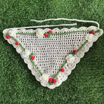 European and American Cross-Border French Ins Retro Handmade Crochet Triangle Scarf Women's Personalized Travel Photo Headscarf Hairband