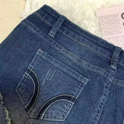 American Style Hot Girl Low Waist Hip Denim Shorts Women's Summer Slim-Fit Curled Stretch Slimming Hot Pants