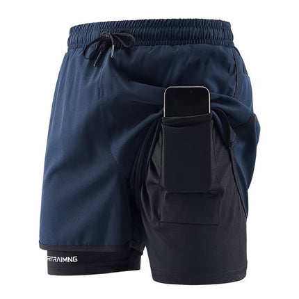 Cross-Border Sports Shorts for Men and Women, Running Fitness Anti-Exposure Three-Point Shorts, Fake Two-Piece Couple Quick-Dry Shorts