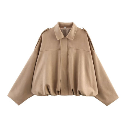 Za Cross-Border Amazon Hot-Selling Wholesale 2025 New European and American Style Suede Texture Bomber Jacket in Stock