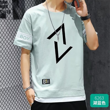 Short-Sleeved T-Shirt Men's Summer Thin Casual Trendy Long Pants Sports Suit Men's Set Loose Half-Sleeved T-Shirt