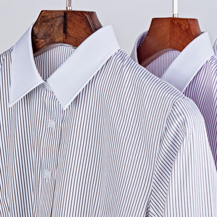 Striped Shirt Women's Short-sleeved Business Workwear Men's and Women's Business Wear Shirt Black Office White-collar Work Clothes suit